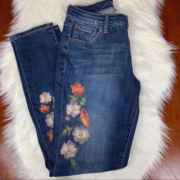 Jag Jeans Denim - JAG Jeans Mid Rise Skinny Embroidered Jeans Size 8